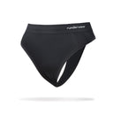Front view of women's black runderwear thong