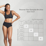 Size chart for the runderwear Energize sports bra