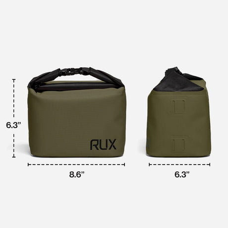 Green RUX cooler cube with dimensions