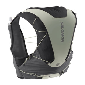 Back view of green/grey Salomon running vest