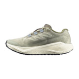 Inner side view of men's green Salomon Aero Blaze 3 GRVL running shoe