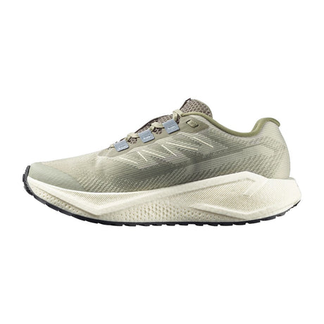 Inner side view of men's green Salomon Aero Blaze 3 GRVL running shoe