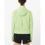 Back on-model view of women's lime Salomon Bonatti Pro jacket