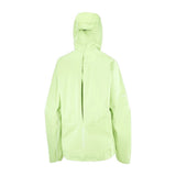 Back view of women's lime Salomon Bonatti Pro jacket