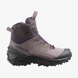 Side view of women's Salomon Crosstrak Powder waterproof hiking boot