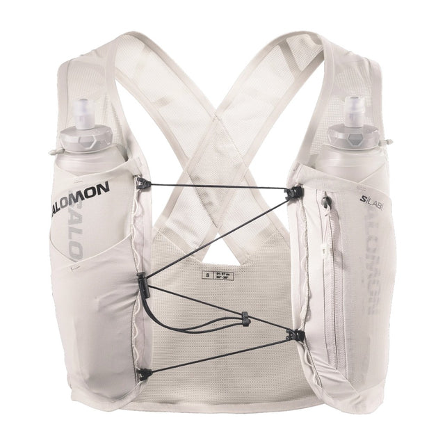 Front view of off-white Salomon Gravel 2 running vest