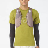 Front on-model view of grey Salomon Gravel Skin 4 running vest