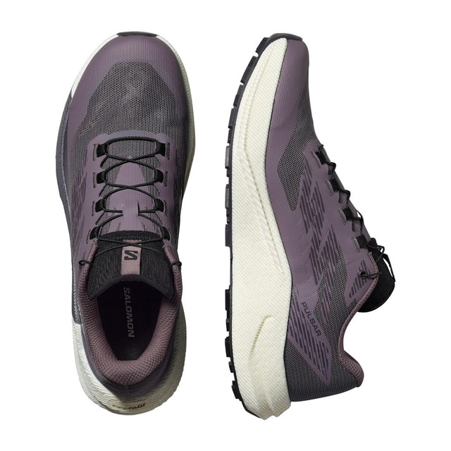 Top/side view of women's purple Salomon Pulsar running shoes