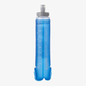 Back view of clear blue Salomon 500ml soft flask