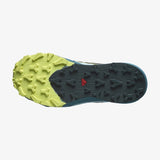 Sole of women's salomon thundercross trail running shoe in alfalfa/tanager turquoise/sunny lime colour