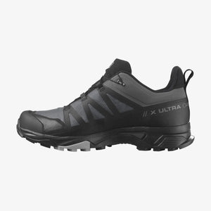 Inner side view of men's salomon x ultra 4 hiking boot in magnet/black colour