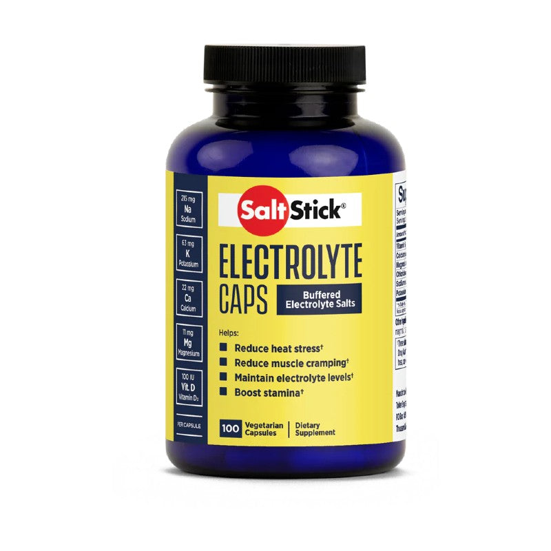 Bottle of SaltStick electrolyte capsules