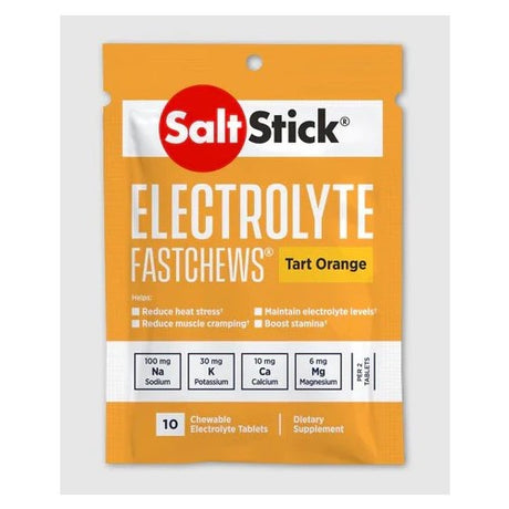 10-pack of SaltStick electrolyte fastchews, orange flavour