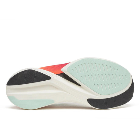 Sole of men's white/crimson Saucony Endorphin Elite 2 running shoe