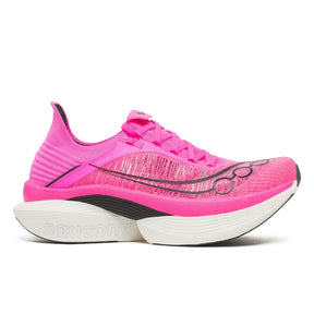 Side view of women's pink Saucony Endorphin Elite 2 running shoe