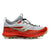 Side view of men's Saucony Peregrine 13 ST running shoe in cloud/paprika colour
