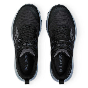 Top view of men's Saucony Peregrine 14 running shoes in black/carbon