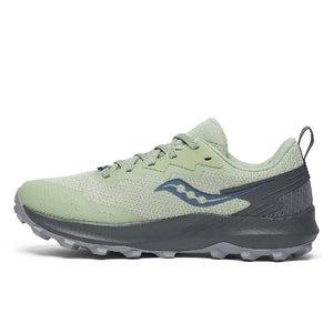 Inner side view of women's Saucony Peregrine 14 GTX shoe in sage/carbon colour