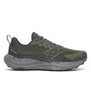 Side view of men's green/grey Saucony Ride TR3 Gore-Tex running shoe