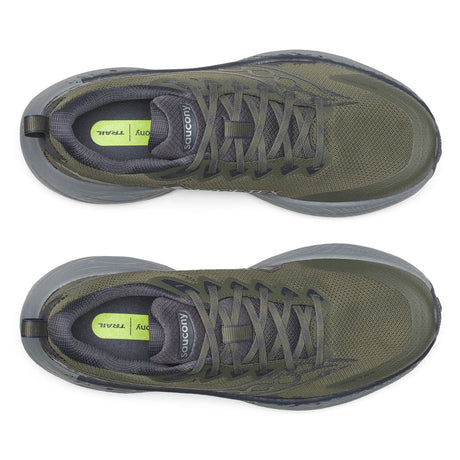 Top view of men's green/grey Saucony Ride TR3 Gore-Tex running shoes