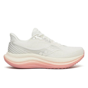 Side view of women's white/mauve Saucony Triumph 23 running shoe