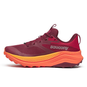 Inner side view of women's Saucony Xodus Ultra 3 running shoe in currant/pepper colour