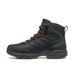 Inner side view of women's Scarpa Moraine Gore-Tex winter hiking boot in Anthracite/Coral colour