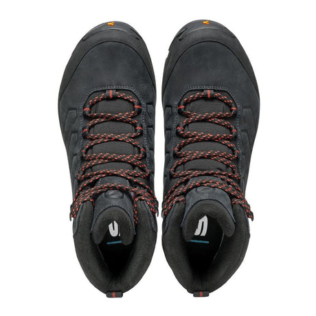 Top view of women's Scarpa Moraine Gore-Tex winter hiking boots in Anthracite/Coral colour