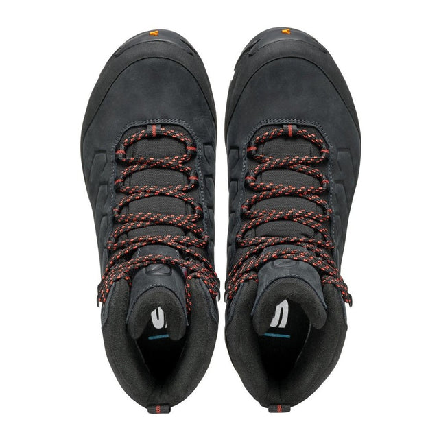 Top view of women's Scarpa Moraine Gore-Tex winter hiking boots in Anthracite/Coral colour