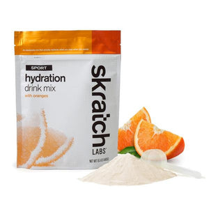 Resealable bag of orange skratch labs hydration sport drink mix