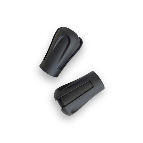 Top view of a pair of hiking pole rubber paws