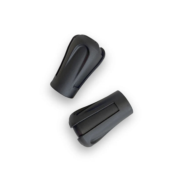 Top view of a pair of hiking pole rubber paws