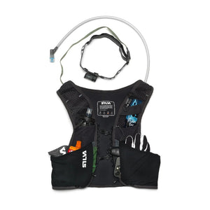 Front packed view of black Silva Strive 10 running vest