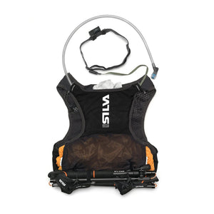 Back packed view of black Silva Strive 5 running vest