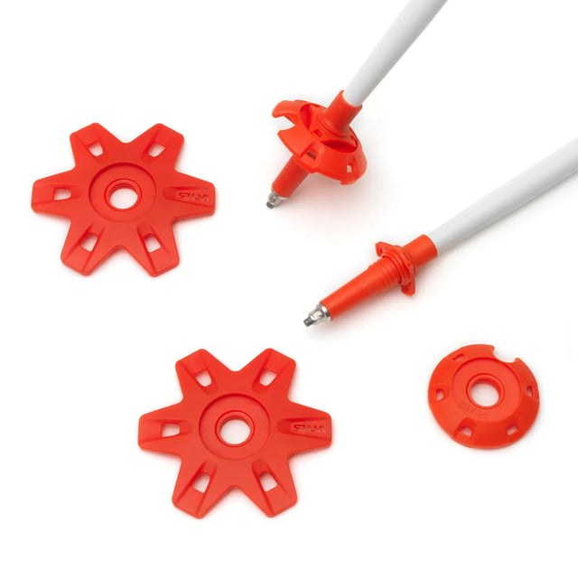 Basket and tip details of white/orange Silva all season adjustable trekking poles