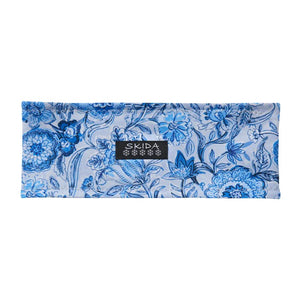 Skida alpine headband with blue/white flowery 'amrita' pattern