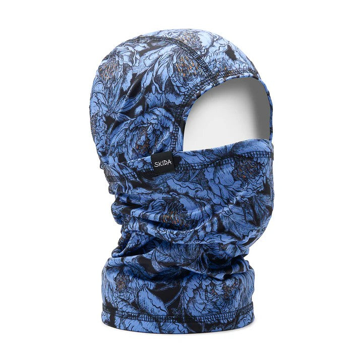 Skida balaclava with blue floral 'sapphire' pattern