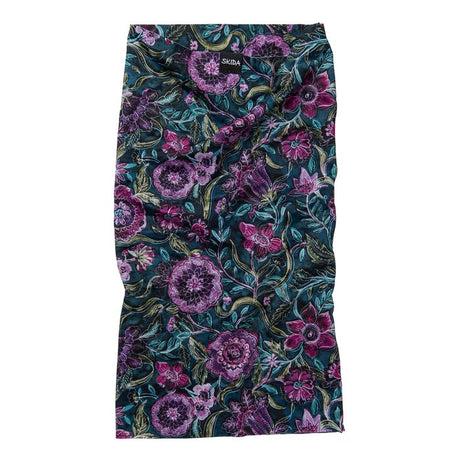 Skida snow tour neck gaiter in purple/green floral 'calamity jane' pattern