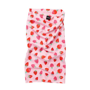 Skida snow tour neck gaiter in pink/strawberries pattern
