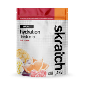 Resealable bag of fruit punch skratch labs hydration sport drink mix