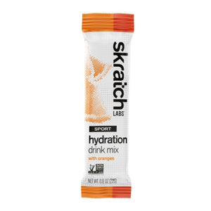 Single serving packet of orange skratch labs sport hydration drink mix