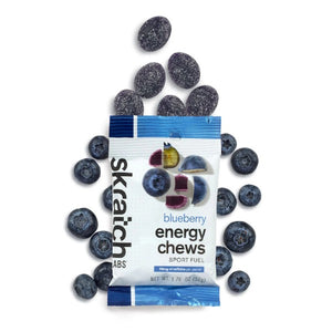 Package of blueberry skratch labs energy chews