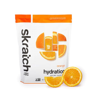 Resealable bag of orange skratch labs hydration sport drink mix