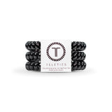 3-pack view of Teleties hair ties in jet black colour