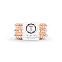 3-pack view of Teleties hair ties in millenial pink colour