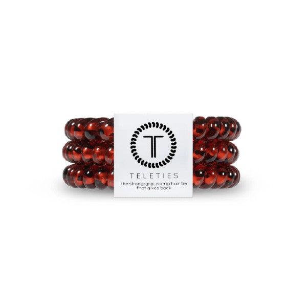 3-pack view of Teleties hair ties in tortoise colour