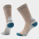 Pair of women's beige/blue Smartwool Hike Full Cushion crew socks
