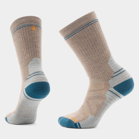 Pair of women's beige/blue Smartwool Hike Full Cushion crew socks