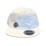 Front view of spry branded white running cap