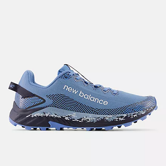 Side view of men's blue New Balance Summit Unknown v4 running shoe